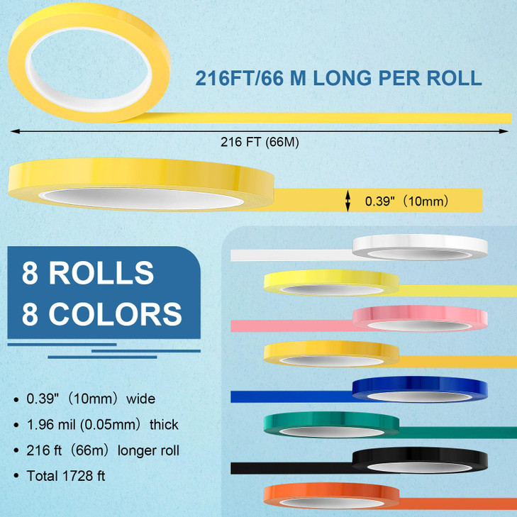 Frienda Colors Autoclave Tape 216 ft/L x 0.4 in/W Instruments Identification Tape Autoclavable 270 Fahrenheit (8)