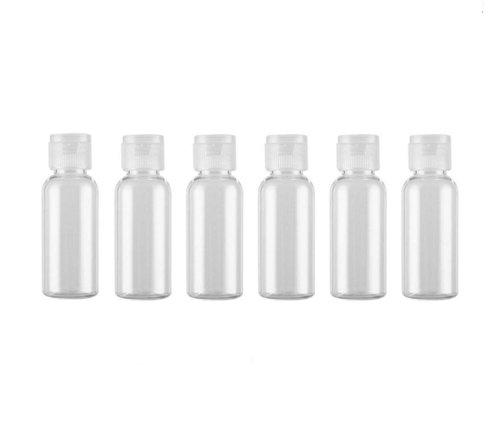 0.5 oz Plastic Travel Bottle with Flip Cap Sample Container for Makeup Emollient Water Shower Gel Emulsion Liquid Empty Refillable Portable,Pack of 6