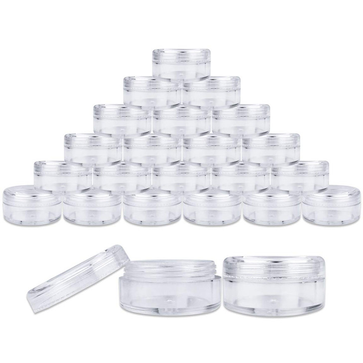 (Quantity: 200 Pieces) Beauticom 5G/5ML Round Clear Jars with Screw Cap Lid BPA Free
