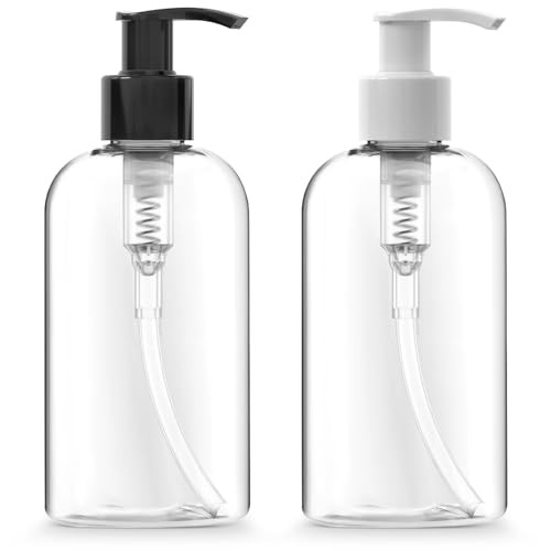 Bar5F Plastic Bottles with Pump Dispenser, 8 oz | Leak Proof, Empty, Clear Refillable, BPA Free for Body Wash, Moisturizer, Face Cream, Liquid Soap |