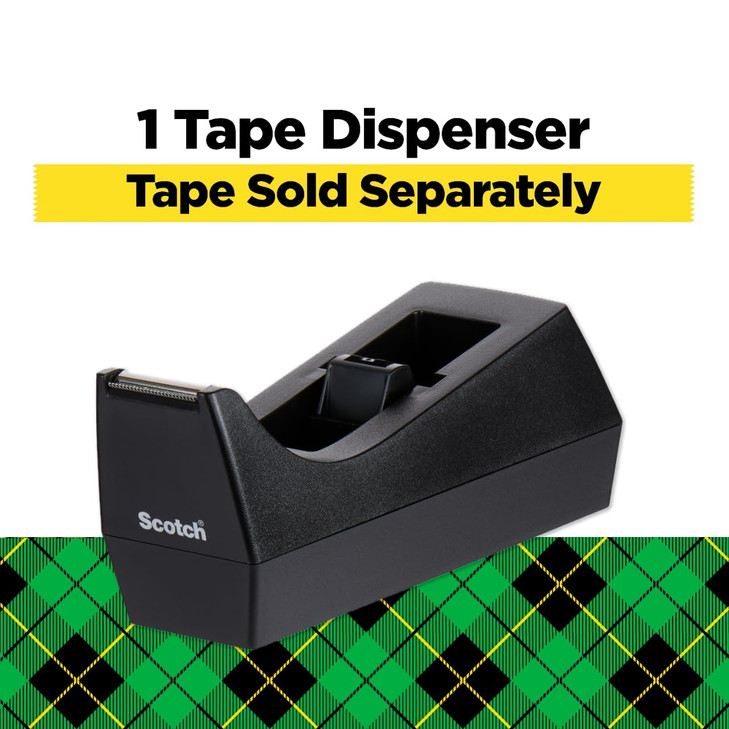 Scotch C-38 Desktop Tape Dispenser, Black, 1-Inch Core, Weighted Non-Skid Base