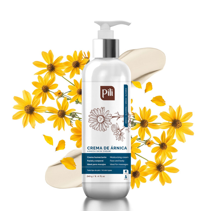 Pili Arnica Cream 8.4 oz. Deep Hydration & Soothing Relief for Dry, Rough Skin & Discoloration. Lightweight Face, Hand & Body Moisturizer  Crema de