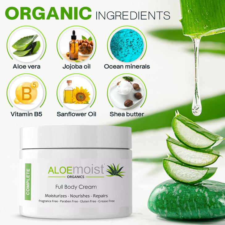 Organic Aloe Vera Face Cream & Body Moisturizing Cream, Natural Aloe Vera Lotion with Vitamin E Oil, Vitamin C, Retinol Cream, Shea Butter  Anti Agi