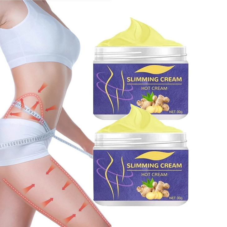 2PCS Ginger Slimming Cream, Belly Firming and Fat Burning Gel for Navel, Arm, Leg - Weight Loss Skin Firming Moisturizing Massage for Cellulite, Soot
