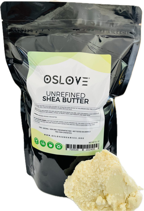 Oslove Organics Organic Unrefined Shea Butter 1 LB Unrefined, African,100% Pure, Non-GMO, Fresh and Creamy | Use for Body/Hair moisturizing butters,