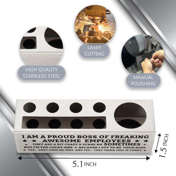vizuzi I Am A Proud Boss Pencil Holder, Funny Boss Appreciation Thank You Gifts From Team employees, Boss Lady Day Birthday Gifts Office Cubicle Desk