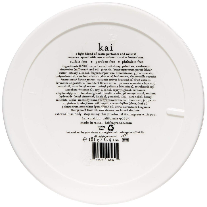 kai body butter intensely hydrating whipped shea cream for soft, glowing, healthy-looking skin with luxurious rose absolute, gardenia scent, 6.4 oz