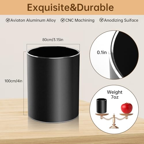 Christian Gifts,Metal Pen Holder Aluminum Pencil Holder for desk,Round Desktop Organizer and Black Pencil Cup for Office, School, Home and Stationary