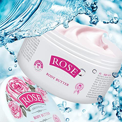 Bulgarian Rose Body Butter with Natural Rose Oil, Nourishing & Moisturizing, Hydrating Skin Care, Rejuvenating Body Lotion