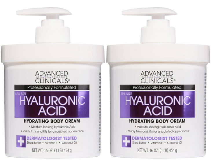 Advanced Clinicals Hyaluronic Acid Moisturizer Body Cream W/Vitamin E | Hydrating Cream & Body Lotion For Women & Men To Help Improve Look of Wrinkle