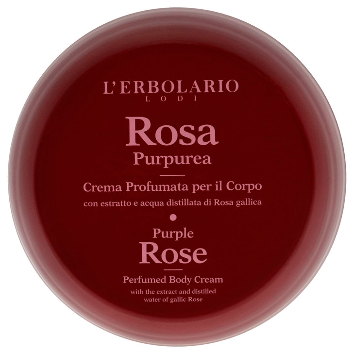 L'Erbolario Perfumed Body Cream  Moisturizing Body Butter for Dry Skin  Invigorating and Softening Skin Care with Gallic Rose  Purple Rose - 6.7 o