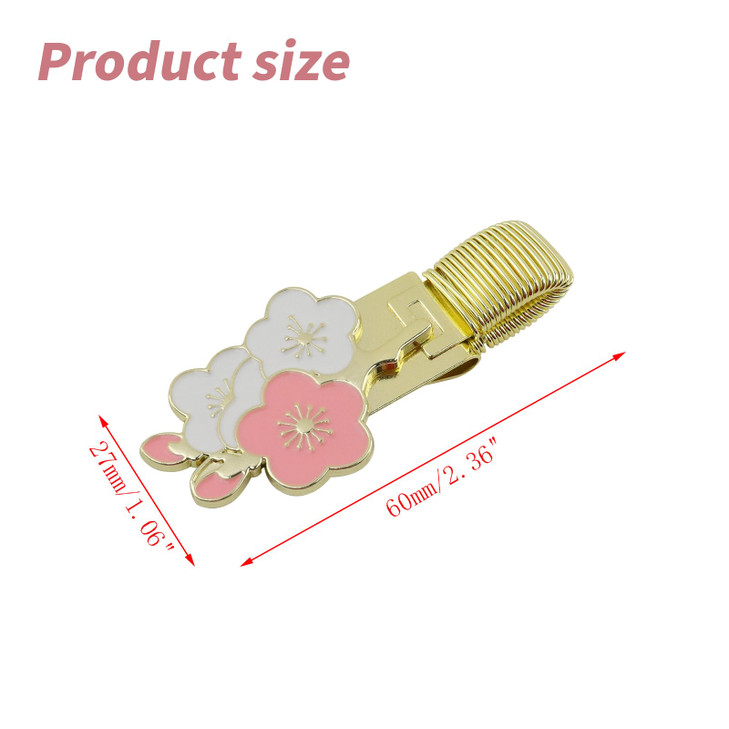 Mewutal 2pcs Metal Pen Clip Holders Decorative Floral Pencil Holder Clips Spring Loop Pen Pencil Clip Organizer for Notebook Clipboard Pocket (Pink)