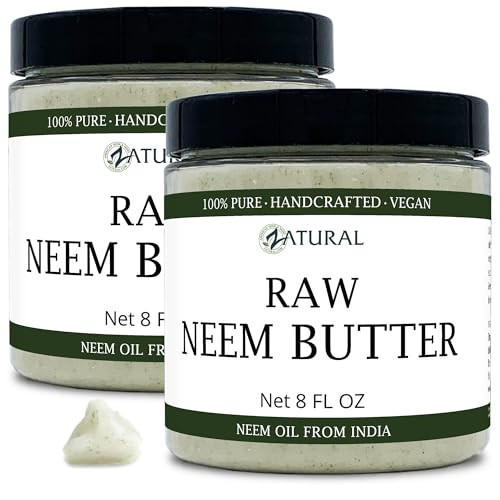 Zatural Organic Neem Butter-Coconut Oil, Neem Oil, Neem Leaf, Marula Oil, Kokum Butter, Rosemary, For Sensitive Skin, Itchy Skin, 2 Pack, 8 oz.