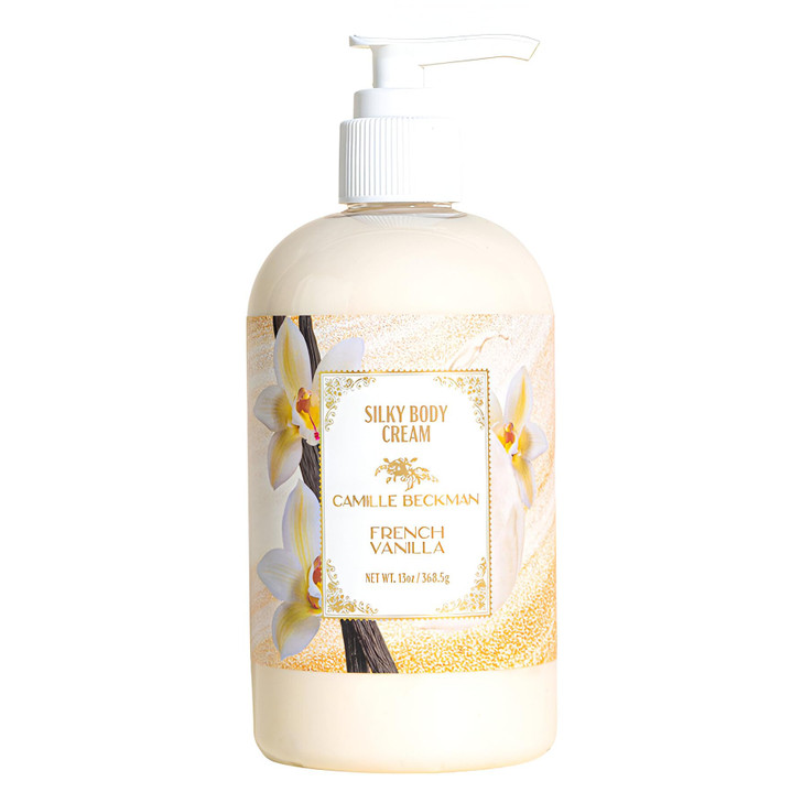 Camille Beckman French Vanilla Scented Silky Body Cream, Daily Moisturizer for All Skin Types | Non-Greasy Vegan Formula to Nourish and Soften Hands