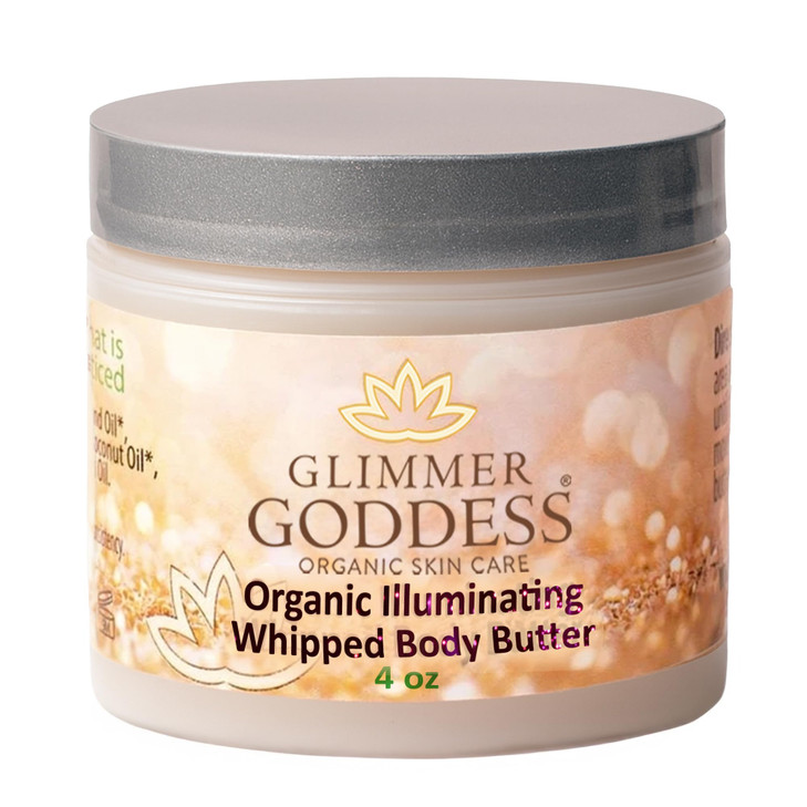 GLIMMER GODDESS Shimmer Body Butter with Organic Whipped Shea Butter for Hydration, Moisturizing & Silky Natural Glow - Gold Subtle, 4 oz