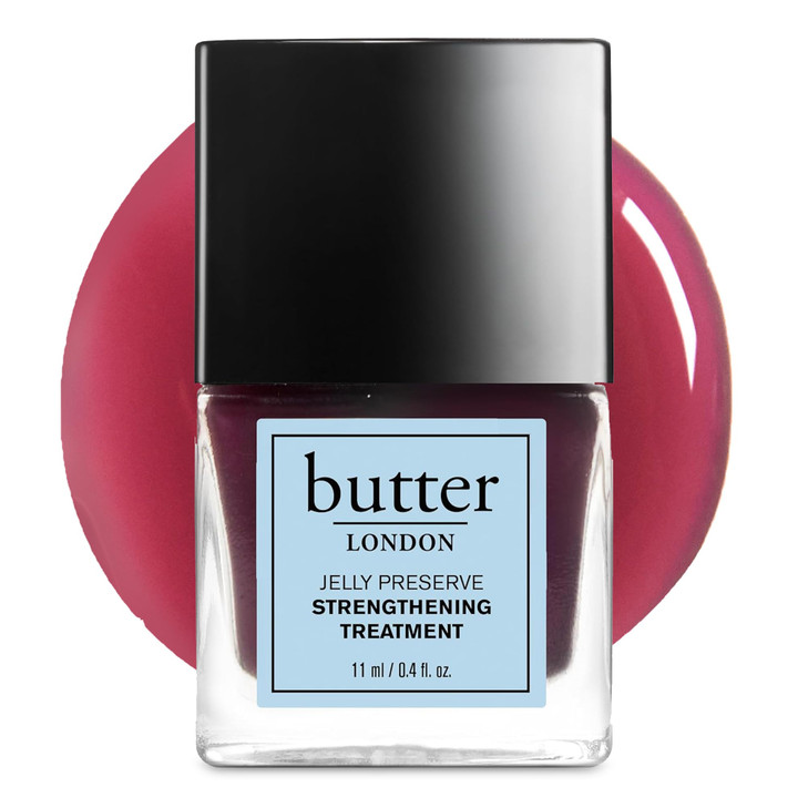 butter LONDON Nail Strengthener for Damaged Nails, Jelly Preserve (Strawberry Rhubarb) - Pink Translucent Finish Nail Polish Strengthens, Nourishes &