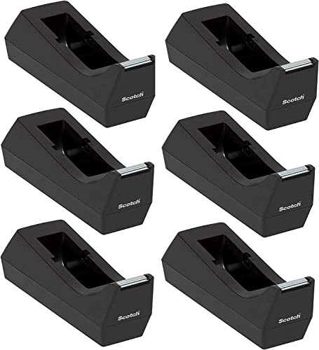 Scotch Desk Tape Dispenser, 1in. Core, Black, 6 Pack