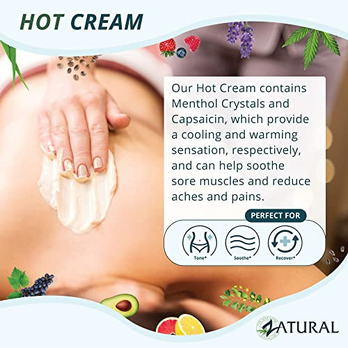 Zatural Hot Cream-Cellulite Cream-Muscle Rub-Body Wraps-Belly Fat-Skin Firming & Weight Loss-Professional Therapeutic Grade-Doctor Formulated (Pump)