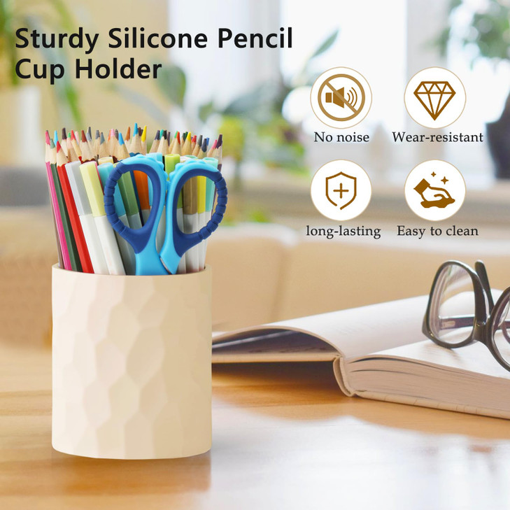Pencil Pen Holders For Desk, Nordic Style Sturdy Silicone Pen Organizer, Makeup Art Supply Cup holder, Cute Desk 0rganizer Accessories Decor For Offi