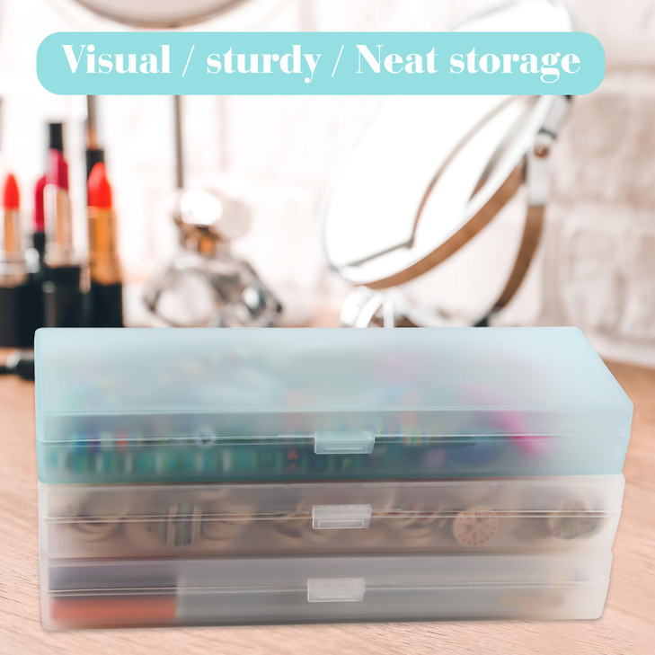 3 Packs Small Plastic Pencil Case Clear Boxes Stationery Storage Case with Hinged Lid and Snap Closure for Pencils,Pens and Crayon,Home School Office