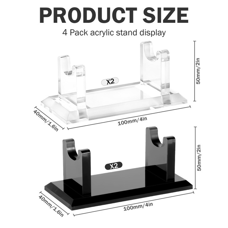 CharmFields 4 PCS Acrylic Pen Display Stand, Fountain Pen Holder Rack, Ballpoint Pen & Paintbrush Organizer for Home, Office, School, or Store, Black