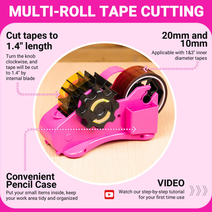 THINKLEARN Heat Tape Dispenser - Sublimation Heat Transfer Tape Dispenser with Scissors and Utility Knife, 1 '' & 3'' Core, Multi-Roll Pre-Cut Tape D