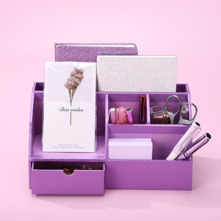 BOLDFOX Wood-like Desktop Organizer and Holder For Pen, Pencil, Letters, Small Office Supplies and Stationary Accessories Storage Organization. Use f