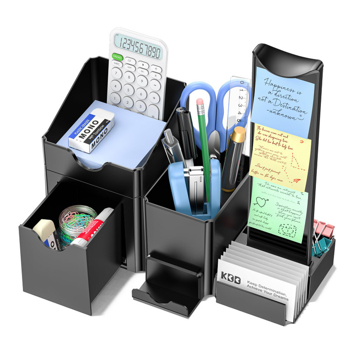 KDD Pen Organizer with Headphone Holder - Pencil Holder for Desk with Drawer and Card Holder - Multi-Functional Desk Organizer Set for Home Office Ac