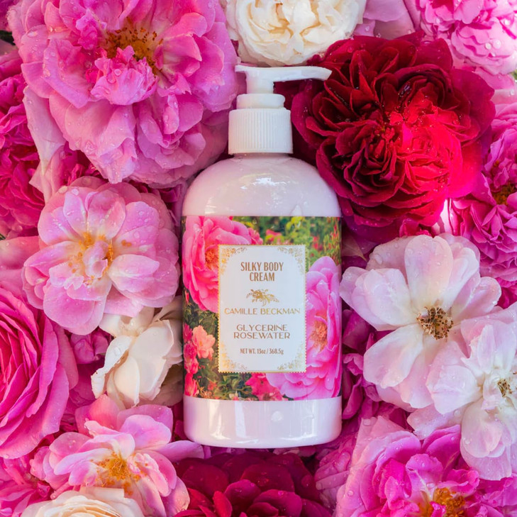 Camille Beckman Glycerine Rosewater Scented Silky Body Cream, Daily Moisturizer for All Skin Types | Non-Greasy Vegan Formula to Nourish and Soften H