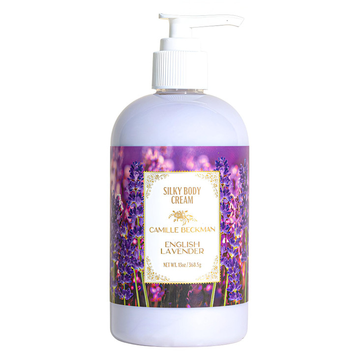 Camille Beckman English Lavender Scented Silky Body Cream, Daily Moisturizer for All Skin Types | Non-Greasy Vegan Formula to Nourish and Soften Hand