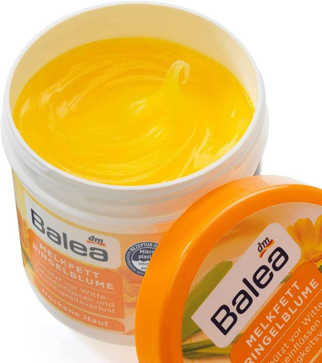 Balea Milk Fat Marigold, 250 ml, Cares for Dry, Stressed or Cracked Skin, Vegan - German Product