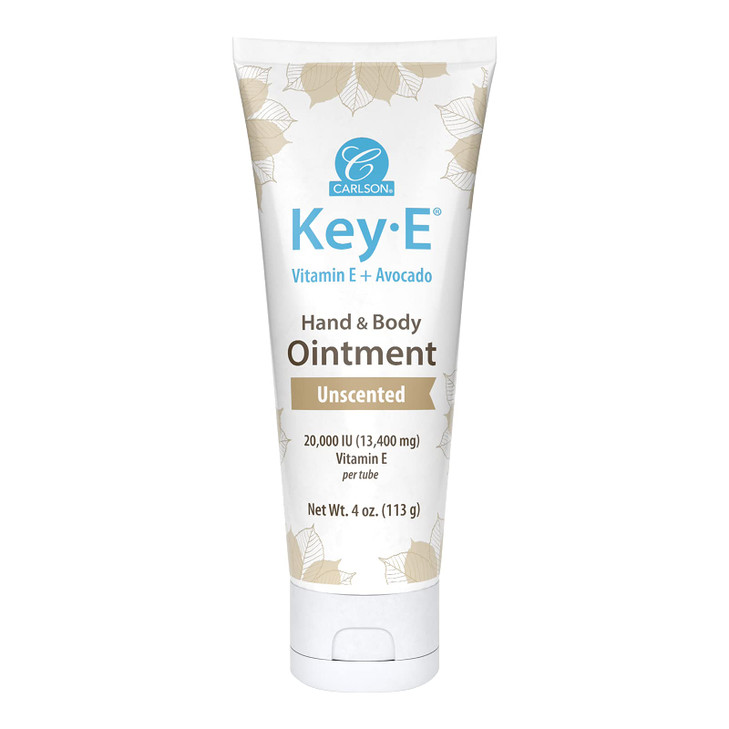 Carlson - Key-E Hand and Body Ointment, For Dry & Rough Skin, Avocado + Coconut Oil + Beeswax + Vitamin E, Unscented, 4 oz