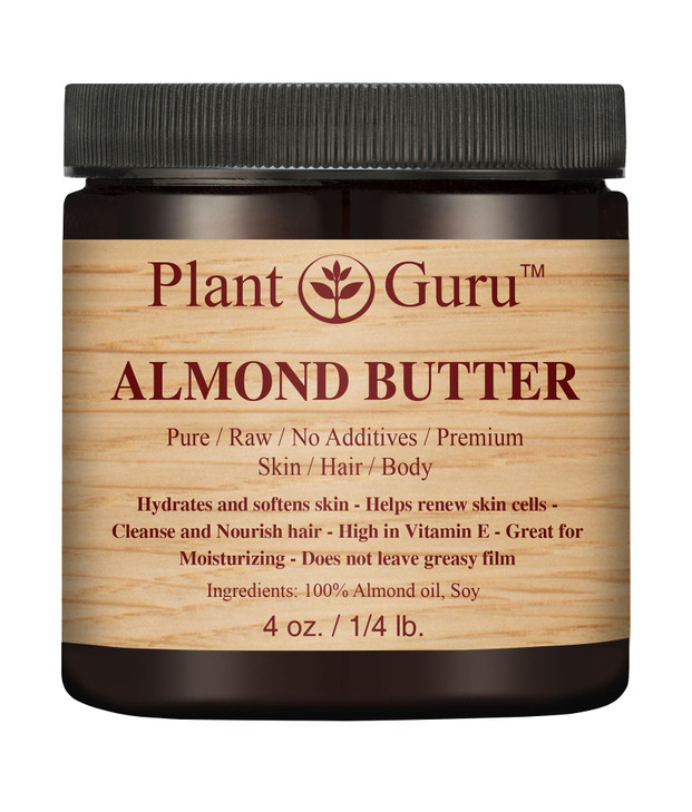 Almond Body Butter 4 oz 100% Pure Raw Fresh Natural Cold Pressed. Skin, Hair, Nail Moisturizer, For DIY Creams, Lip Balms, Lotions and Soap Making