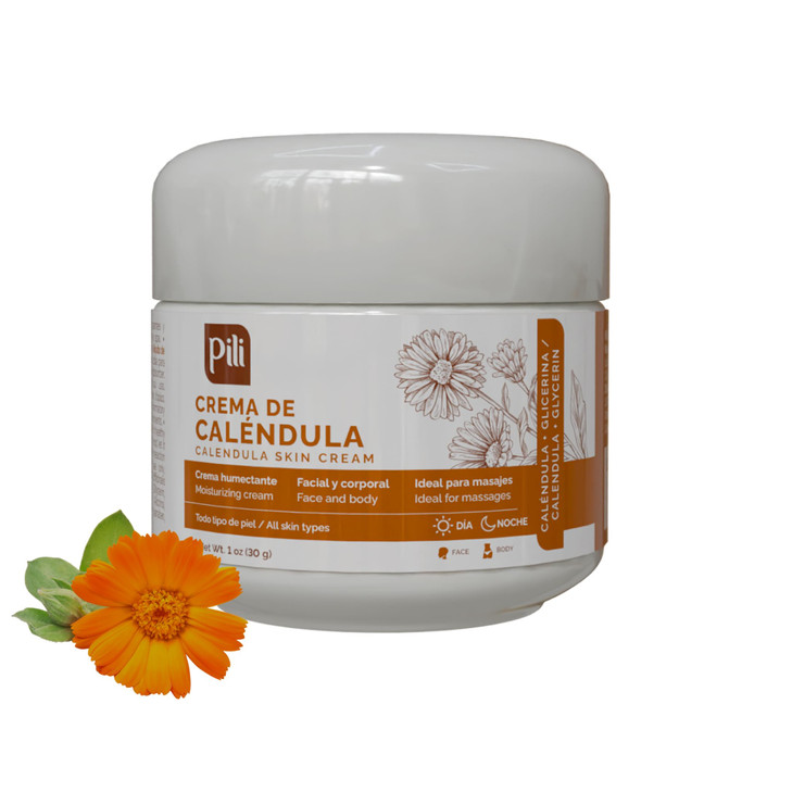 Pili Natural Calendula Cream - Moisturizing Cream for Rough, Dry, or Chapped Skin - Crema de Calendula (1 oz/Unit)