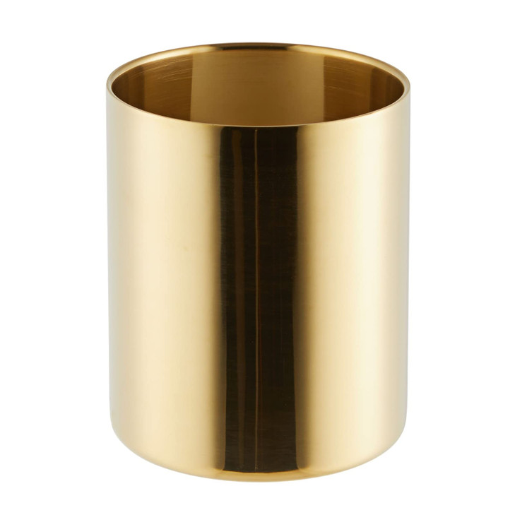 Juvale Desk Organizer Pen & Pencil Holder - 3.2 x 3.9 in, Gold Stainless Steel - Desk Supply Organizer with Gold Pen Cup, Makeup Brush Cup & Vanity B