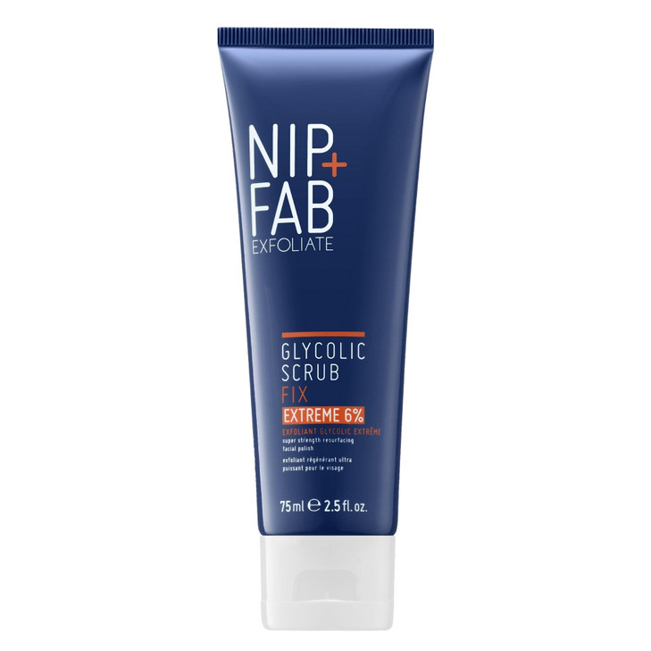 Nip + Fab Glycolic Fix Scrub Extreme (2.5 fl oz)  6% Glycolic Acid 3-in-1 Facial Exfoliator & Pore Refiner  Deep Cleansing AHA BHA Face Scrub for B