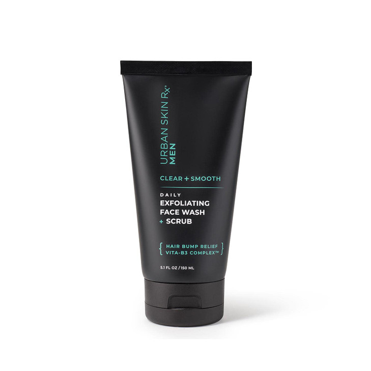 Urban Skin Rx® Men's Clear & Smooth Daily 2-In-1 Cleansing Face Wash + Exfoliating Scrub, Improves the Look of Ingrown Hairs & Clogged Pores, Brighte