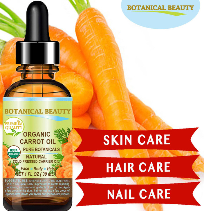 Botanical Beauty Organic CARROT SEED OIL 100% Pure VIRGIN UNREFINED Undiluted Cold Pressed Carrier Oil for Face, Skin, Body, Hair, Lip, Nails. Rich i