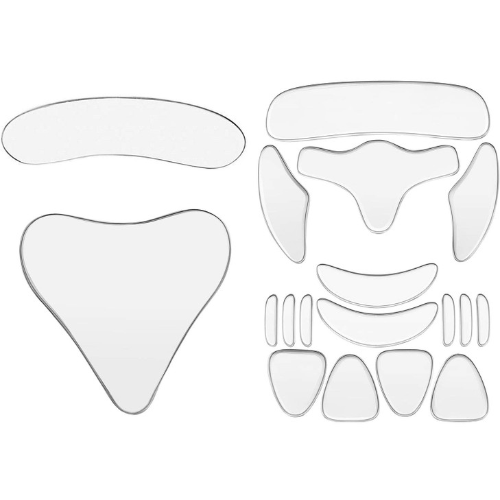 Blulu 18 Pcs Reusable Anti Wrinkle Patches for Facial Chest Neck Eye Nasolabial Folds Silicone Patches for Anti Aging Skincare Smoothing Fine Lines