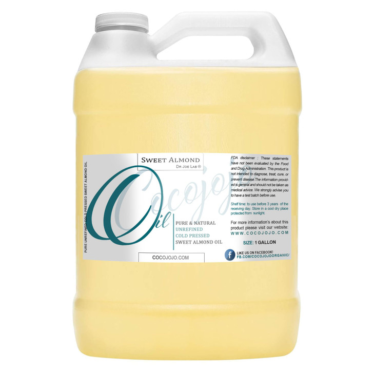 Sweet Almond Oil 1 Gallon 100% Pure Natural Cold Pressed Unrefined Extra Virgin 128 fl oz - for Hair Skin Body Nail and Beard Carrier Oil for Essenti