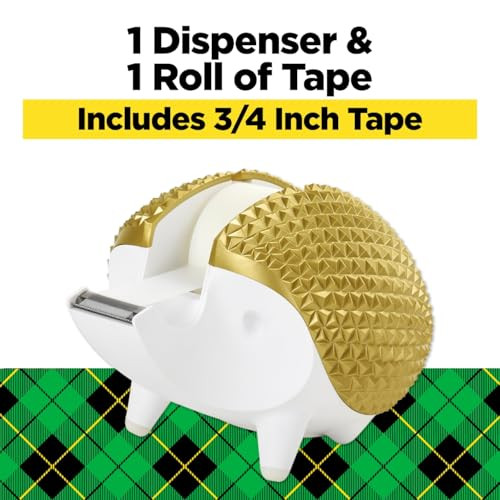 Scotch Hedgehog Tape Dispenser, Great for Gift Wrapping, Includes 3/4 in x 350 in Tape Roll
