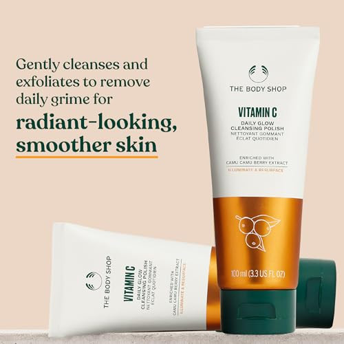 The Body Shop Vitamin C Face Cleanser & Daily Exfoliating Polish | Brightening Facial Wash for All Skin Types, 100ML