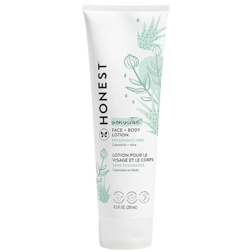 The Honest Company Hydrating Face and Body Lotion, Fast Absorbing, Naturally Derived, Hypoallergenic, Fragrance-Free, Sensitive, 8.5 fl oz