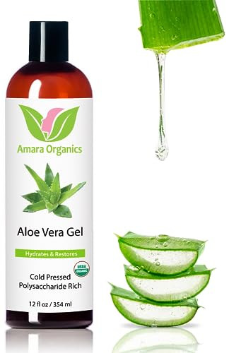 Organic Aloe Vera Gel for Skin, Face, Body, After Sun Care - USDA Certified Organic, 12 fl. oz.