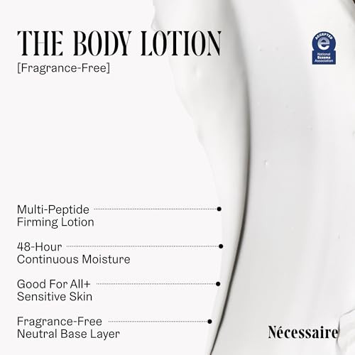 Nécessaire The Body Lotion Fragrance-Free - Multi-Peptide Moisturizer - Firming Body Lotion for Women + Men. 2.5% Niacinamide. Non-Comedogenic + Hypo