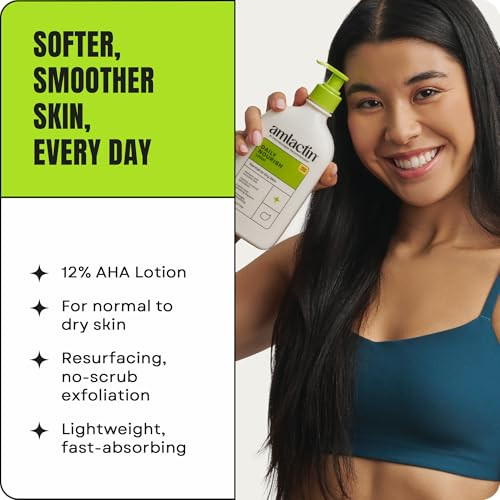 AmLactin Daily Nourish Therapeutic Body Lotion for Dry Skin - No-Scrub Exfoliator and Moisturizer 12% Lactic Acid Lotion, 14.1 oz (Packaging May Vary