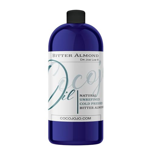 Dr Joe Lab Bitter Almond Oil - 32 oz - Pure Unrefined Cold Pressed Extra Virgin Non GMO All Natural, Vegan Bulk Carrier Oil Perfect for Body Hair Fac