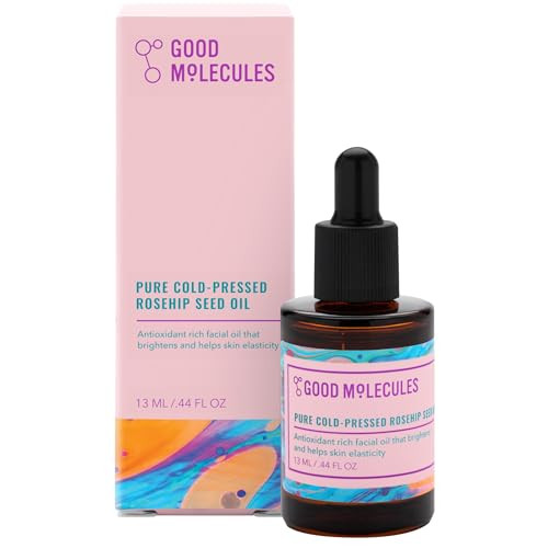 Good Molecules Pure Cold-Pressed Rosehip Seed Oil - 100% Natural Rose Hip Oil Light Weight Face Moisturizer for Anti-Aging, and Plumping - Hydrating