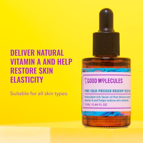 Good Molecules Pure Cold-Pressed Rosehip Seed Oil - 100% Natural Rose Hip Oil Light Weight Face Moisturizer for Anti-Aging, and Plumping - Hydrating