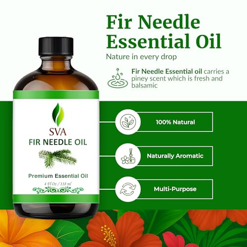 SVA Fir Needle Essential Oil  4 Fl Oz  100% Natural Fir Needle Oil - for Diffuser, Hair Care, Face, Skin Care, Aromatherapy, Scalp and Body Massage
